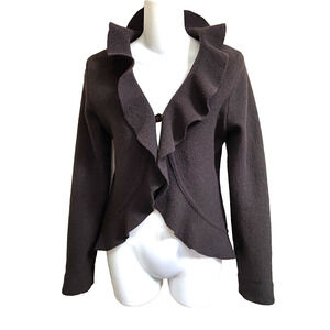 Eva Tralala Made in France Boiled Wool Cardigan Jacket~XS/S~Brown Boho Victorian